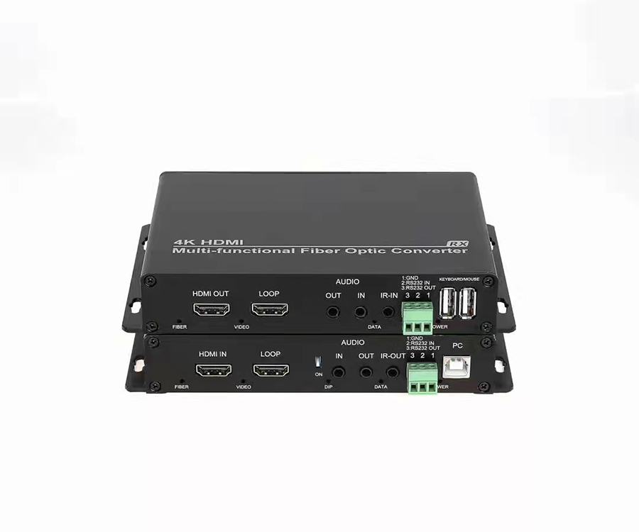 4K HDMI Multi-function Fiber Optical Converter with KVM function (keyboard and mouse)